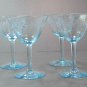 4 Hand cut glass cocktail glasses light blue