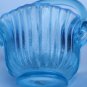 L.E Smith Glass blue opalesc scoloped ribbed basket