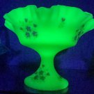 Fenton glass compote signed hand painted glows
