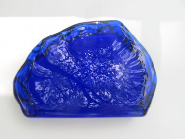 L.E Smith Glass Blue iceberg paperweight