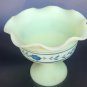 Fenton satin glass compote signed hand painted glows