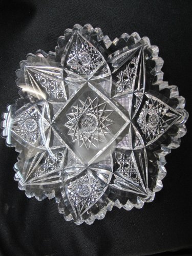 American Brilliant Period Cut Glass dish Antique