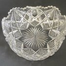 American Brilliant Period hand Cut Glass Three sided crimped dish abp