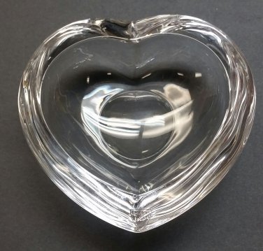 Signed Orrefors glass heart shape dish  crystal