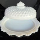 L.E. SMITH milk glass hobnail oval butter dish L.E. SMITH milk glass hobnail oval butter dish