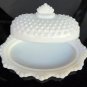L.E. SMITH milk glass hobnail oval butter dish