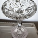 American Brilliant Period Cut Glass compote tear drop stem strawberries