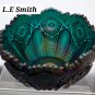 L.E Smith Glass dark green Quintec carnival bowl... -