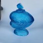Blue Glass acorn lided candy dish