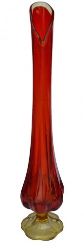 Viking vintage red Glass swung 20" vase