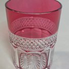 Hand Cut to clear cranberry double on the rocks glasses