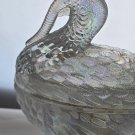 L.E Smith Glass iridescent turkey lid soup bowl