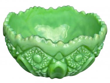 L.E Smith Glass Jadeite Quintec bowl