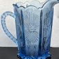 L.E Smith Glass blue thistle pitcher