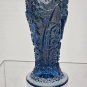 L.E Smith Glass whirling star iridescent ice blue bud vase.