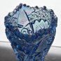 L.E Smith Glass whirling star iridescent ice blue bud vase.