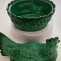 Jade Malachite Glass hen on nest with lid Bowl