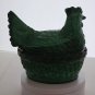 Jade Malachite Glass hen on nest with lid Bowl