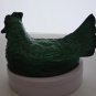 Jade Malachite Glass hen on nest with lid Bowl