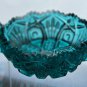 L.E. Smith turquoise Glass 2 handled dish