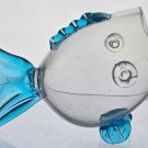 Blown blue glass fish vase