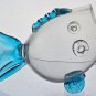 Blown blue glass fish vase