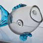 Blown blue glass fish vase