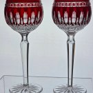 2 Signed Waterford cut to clear clarendon tall hock wine Hand cut