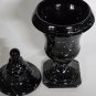 L.E Smith Glass black marble urn vase with lid..