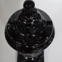 L.E Smith Glass black marble urn vase with lid..