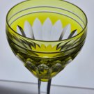 Val st Lambert lime green Hand Cut to clear wine glass