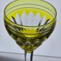 Val st Lambert lime green Hand Cut to clear wine glass