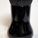 L.E Smith Glass black vase Greek key.