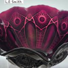 L.E Smith Glass Amethyst ruffled edge Quintec bowl