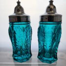 L E Smith Thiel Glass salt and pepper set L E Smith Thiel Glass salt and pepper set
