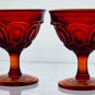 L E Smith Glass Moon and stars red sherberts pair
