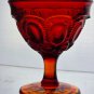 L E Smith Glass Moon and stars red sherberts pair