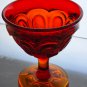 L E Smith Glass Moon and stars red sherberts pair