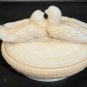 Westmoreland custard Glass kissing doves covered candy dish