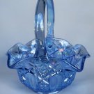 L.E Smith Glass iridescent blue basket