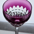 SIGNED Val st Lambert Amethyst Hand Cut to clear wine glass