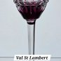 SIGNED Val st Lambert Amethyst Hand Cut to clear wine glass