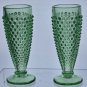 2 .L.E Smith Glass green HOBNAIL bud vase