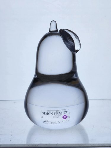 Simon Pearce glass Pear paperweight Made in USA