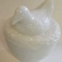 Avon milk glass bird covered candy dish