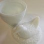 Avon milk glass bird covered candy dish