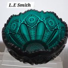 L.E Smith Glass dark green Quintec bowl