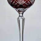 Cut to clear RUBY RED tall hock wine Hand cut Cut to clear RUBY RED tall hock wine Hand cut