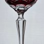 Cut to clear RUBY RED tall hock wine Hand cut