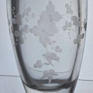 Copper wheel engraved glass oval vase